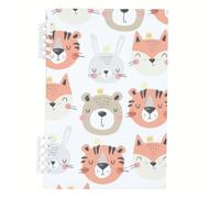 Cute Royal Animals Notebook A5, Orange and Grey Animals Notebooks, Lined Paper Revision Notebooks 120Pages/60Sheets, A5 Exercise Books for School, Notepad for Writing, University Stationery Women Man