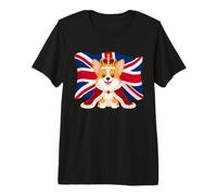 Cute Royal Corgi United Kingdom Flag Europe Travel Souvenir Premium T-Shirt