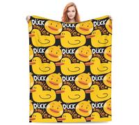 Cute Rubber Duck Throw Blanket Ultra Soft Warm Yellow Cartoon Smile Ducks Decorative Fleece Blankets for Chair Car Couch Sofa Couch Living Room Travel 50"x 60" All Season Duck Gift for Kids Adults