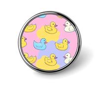 Cute Rubber Ducks Pattern Cute Metal Badge 1" Button Brooch Round Decorative Shirt Lapel Pins for Hat Backpack Clothing