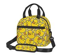 Cute Rubber Ducky Lunch Bag Yellow Cartoon Ducks Reusable Insulated Lunch Tote Bag Lunchbox Container With Adjustable Shoulder Strap For Office Work School Picnic Travel