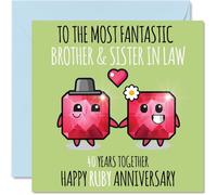 Cute Ruby Anniversary Card for Brother & Sister In Law, 40 Years Together