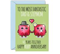 Cute Ruby Anniversary Card for Dad & Step Mum, 40 Years Together