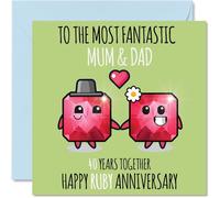 Cute Ruby Anniversary Card for Mum & Dad - 40 Years Together - Happy 40th Wedding Anniversary Cards for Dad Mum, 145mm Greeting Cards Anniversaries