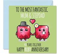 Cute Ruby Anniversary Card for Mum & Step Dad, 40 Years Together
