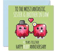 Cute Ruby Anniversary Card for Sister & Brother In Law, 40 Years Together