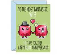 Cute Ruby Anniversary Card for Wife - 40 Years Together - Happy 40th Wedding Anniversary Cards for Wife from Husband, A5 Greeting Cards Anniversaries