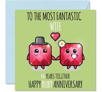 Cute Ruby Anniversary Card for Wife - 40 Years Together - Happy 40th Wedding Anniversary Cards for Wife from Husband, 145mm Greeting Cards Anniversaries