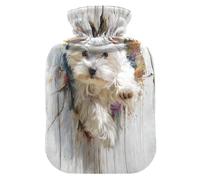 Cute Running 3D Maltese Dog White hot Water Bottles with Soft Cover, 1L Warmer Bag for Hot and Cold Therapies, Hot and Cold Therapies
