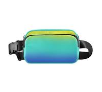 Cute Running Belt Bag Waist Pack for Men Women Summer Fresh Gradient Blue Yellow Crossbody Passport Bag with Adjustable Strap Water Resistant for Travel Vacation Running