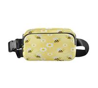 Cute Running Belt Bag Waist Pack for small businessman Yellow Hexagon Bee Daisy Sling Bag Travel Accessory with Adjustable Strap Multipurpose for Travel Shopping Running