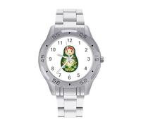 Cute Russian Nesting Doll Business Watches for Men Stainless Steel Strap Watch Casual Wrists Accessories Boyfriend Father Gift