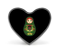 Cute Russian Nesting Doll Heart Shape Brooches Pins Lightweight Metal Lapel Pin Memorial Badges Jewelry Gift