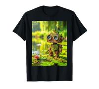 Cute Rusty Robot Frog Moss Lily Pad Pond Cottagecore Nature T-Shirt
