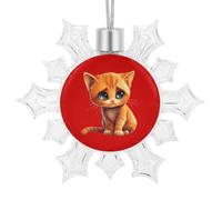 Cute Sad Cat Funny Christmas Snowflake Ornaments for Xmas Tree Plastic Hanging Snowflakes Decorations