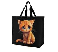 Cute Sad Cat Women's Tote Bag Reusable Shopping Handbag