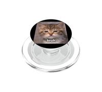 Cute Sad Kitten Cat Says "Bruh" Blurry Meme Photo PopSockets PopGrip for MagSafe