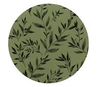 Cute Sage Green Leaves Seamless Pattern Round Mouse Pad, Mousepad with Non-Slip Rubber Base, Computer Gaming Pads for Wireless Mouse, Easy Gliding
