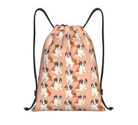 Cute Saint Bernard Dogs Funny Women Men Pe Bag Foldable Drawstring Backpack Durable Drawstring Bag For Football Holidays Climbing