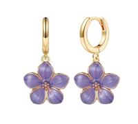 Cute Sakura Flower Hoop Earrings for Women, Sweet Stunning Enamel Cherry Blossom Drop Dangle Earrings Trendy 14K Gold Beauty Aesthetic Jewelry Gifts, Zinc, alloy