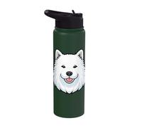 Cute Samoyed Face Smiling Sammy Cartoon Puppy Dog Stainless Steel Insulated Water Bottle