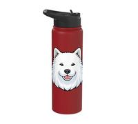 Cute Samoyed Face Smiling Sammy Cartoon Puppy Dog Stainless Steel Insulated Water Bottle