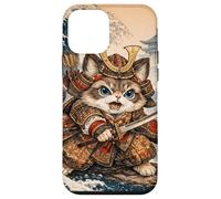 Cute Samurai Cat Great Wave Japanese Art - Funny Vintage Case for iPhone 12 mini