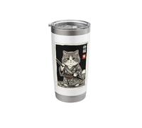 Cute Samurai Cat Japanese Art Vintage Stainless Steel Insulated Tumbler