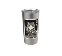 Cute Samurai Cat Japanese Art Vintage Stainless Steel Insulated Tumbler