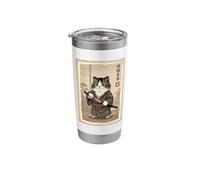 Cute Samurai Cat Japanese Art Vintage Stainless Steel Insulated Tumbler