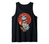 Cute Samurai Cat Warrior Feline Art Japanese Design Tank Top