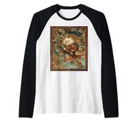 Cute Samurai Dog Japanese Spitz Anime Style Puppy Raglan Baseball Tee
