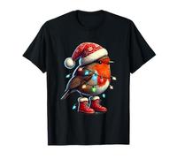Cute Santa Bird Cozy Christmas Robin in Santa Hat T-Shirt