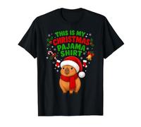 Cute Santa Capybara Xmas This is My Christmas Pajama Value Graphic T-Shirt, Men, Black, S