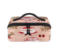 Cute Santa Claus Deer Snowman Travel Makeup Bag Portable Cute Waterproof Pouch Open Flat Toiletry Bags Toiletries Cosmetics Traveling Organizer for Women Men