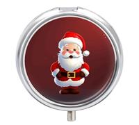 Cute Santa Claus Pill Box, 3 Compartment Small Pill Case Waterproof Travel Pill Organizer for Pocket Or Purse Portable Mini Medicine Tablet Vitamin Holder Pill Case
