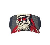 Cute Santa Claus Print Adult Sunscreen Visor Cap, Adjustable Fit Sports Golf Running Sun Caps, All Seasons Black