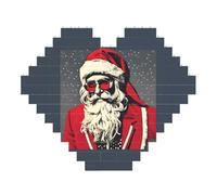 Cute Santa Claus Print Art Brick Puzzle Heart Shaped DIY Building Blocks Set 3D Jigsaw Home Decor 53 Pieces
