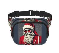 Cute Santa Claus print Fanny Pack Waist Packs with Extender for Men Women, Waist Bag Hip Pack with Zipper Pockets, Black, One Size