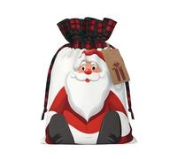 Cute Santa Claus -Print Multi-Colored Burlap Drawstring Pouches, Eco-Friendly Bags For Parties Wedding Favors Packaging M Size