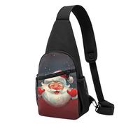 Cute Santa Claus Print Printed Chest Bag Sling Bag for Men Women, Outdoor Crossbody Fanny Packs Hiking Chest Packs Sport Daypacks