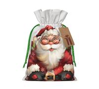 Cute Santa Claus Printed Christmas Drawstring Gift Bags-Xmas Wrapping Bags,Candy Bag,For Holiday Party Decorations,Wedding Party Supplies S Green Christmas Ribbon