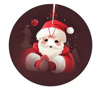 Cute Santa Claus Printed Christmas Tree Skirt 48 inch Xmas Tree Skirts Mat for Christmas Decoration Indoor Outdoor Ornaments