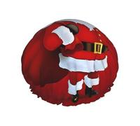 Cute Santa Claus Printed Double-Layer Shower Cap, Reusable Shower Cap, Suitable For Various Hair Lengths