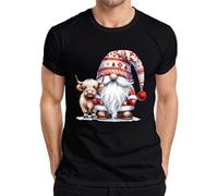 Cute Santa Claus with Cow Horn Hat Christmas Decoration Men's T-Shirt, black, M