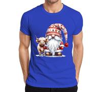 Cute Santa Claus with Cow Horn Hat Christmas Decoration Men's T-Shirt, blue, XXL