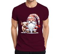 Cute Santa Claus with Cow Horn Hat Christmas Decoration Men's T-Shirt, burgundy, S
