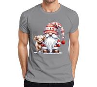 Cute Santa Claus with Cow Horn Hat Christmas Decoration Men's T-Shirt, gray, M