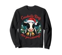 Cute Santa Hat Cow Funny Christmas Bell Cows Lover Humor Sweatshirt