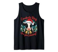 Cute Santa Hat Cow Funny Christmas Bell Cows Lover Humor Tank Top
